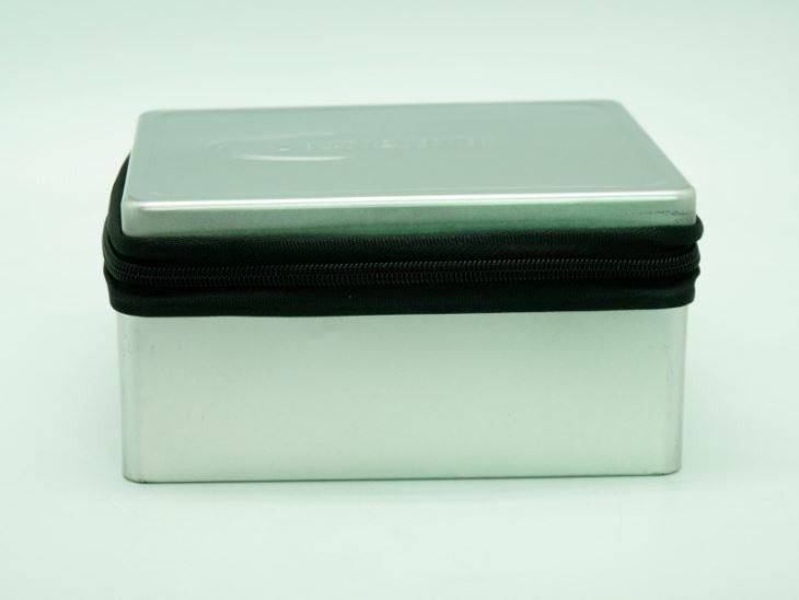 Silver Rectangular Tin Box With Zipper